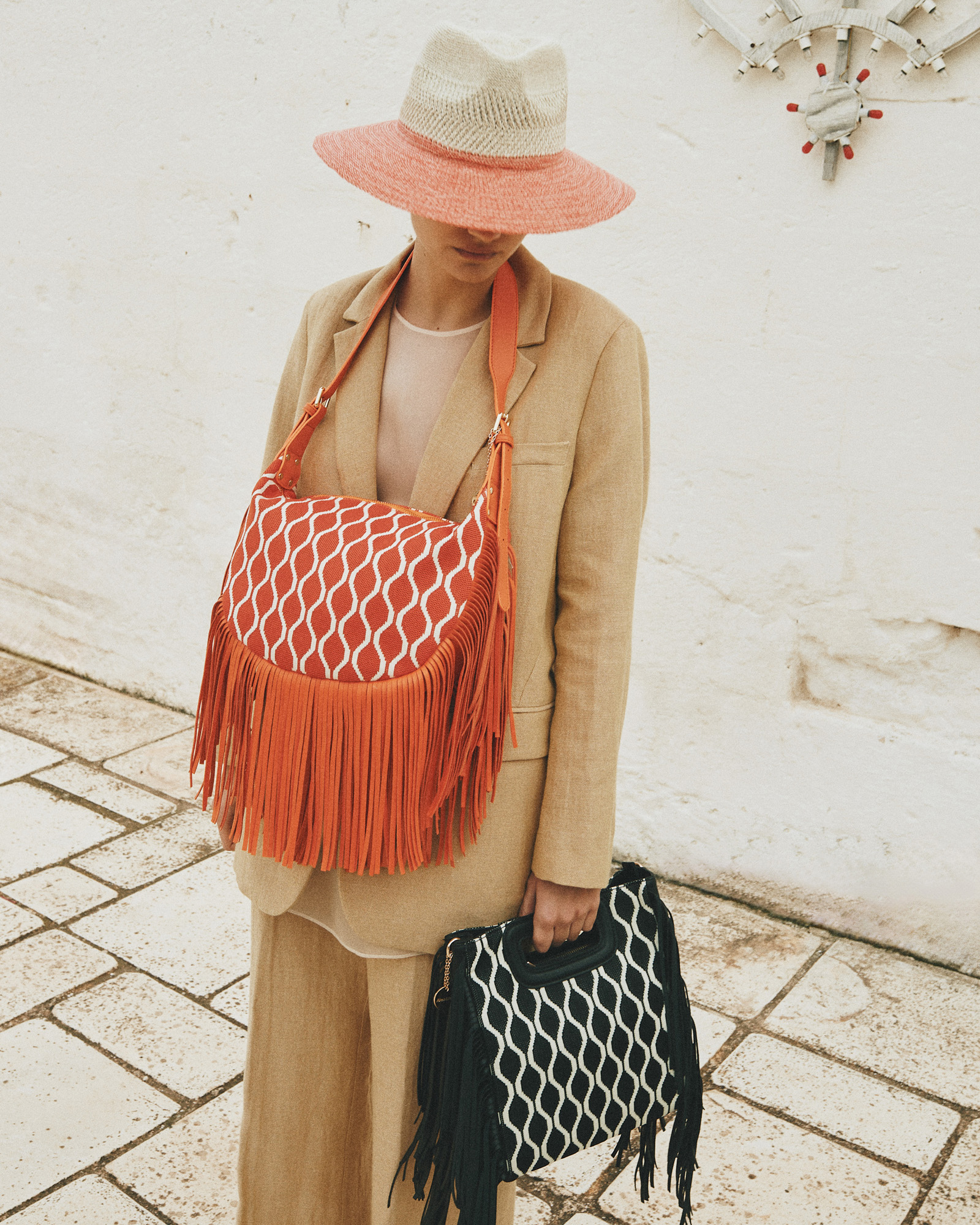 Orange discount straw bag